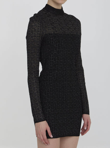 Balmain PB Labyrinth Knit Dress In Black - Ellie Belle