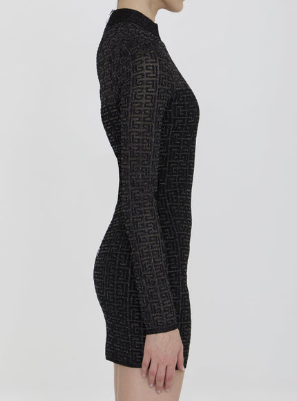 Balmain PB Labyrinth Knit Dress In Black - Ellie Belle