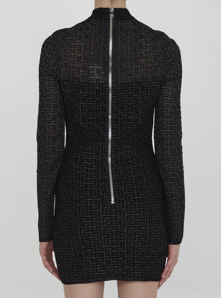 Balmain PB Labyrinth Knit Dress In Black - Ellie Belle