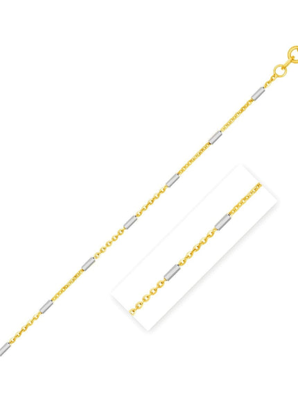 Bar Links Pendant Chain in 14k Two Tone Gold (1.4mm) - Ellie Belle