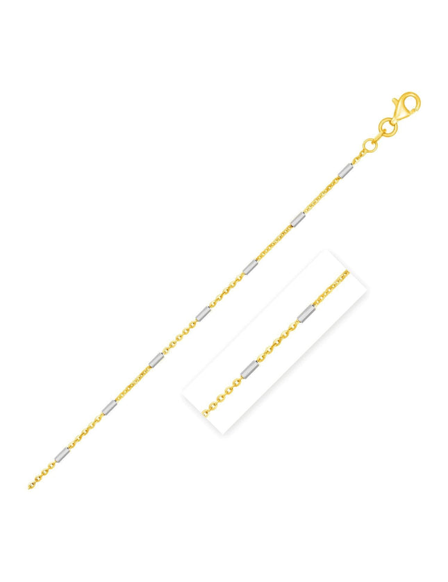 Bar Links Pendant Chain in 14k Two Tone Gold (1.4mm) - Ellie Belle