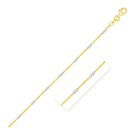 Bar Links Pendant Chain in 14k Two Tone Gold (1.4mm) - Ellie Belle