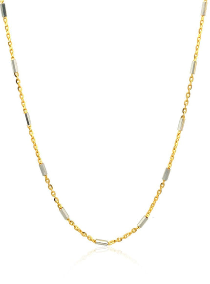 Bar Links Pendant Chain in 14k Two Tone Gold (1.4mm) - Ellie Belle