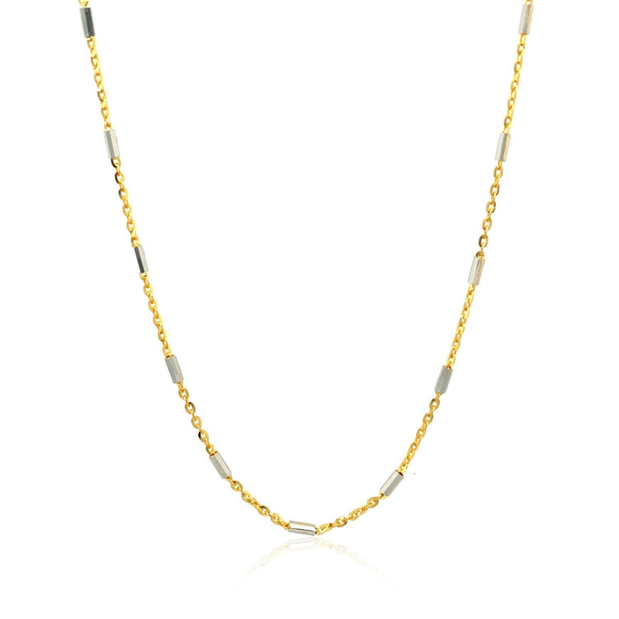 Bar Links Pendant Chain in 14k Two Tone Gold (1.4mm) - Ellie Belle