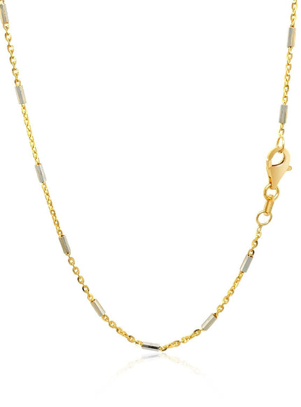 Bar Links Pendant Chain in 14k Two Tone Gold (1.4mm) - Ellie Belle