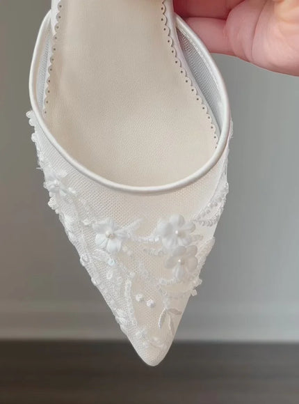 Bella Belle Thalia Floral Embroidered Ivory Wedding Flats