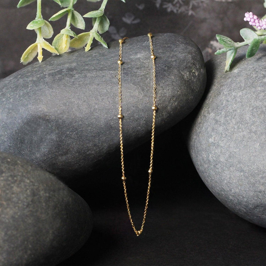 Bead Links Saturn Chain in 14k Yellow Gold (3.5mm) - Ellie Belle