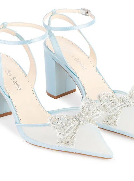 Bella Belle Athena Blue Crystal Block Heels