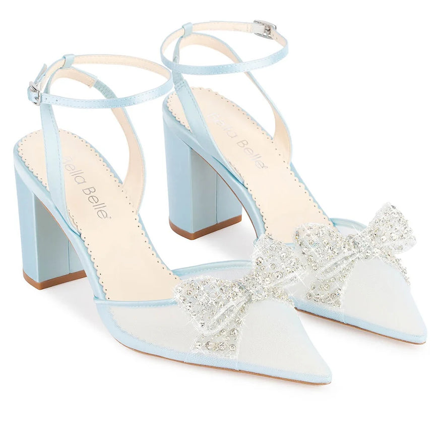 Bella Belle Athena Blue Crystal Block Heels