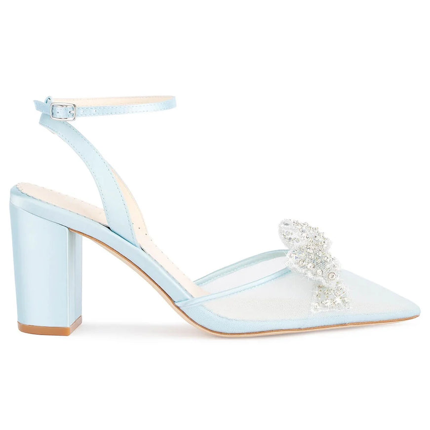 Bella Belle Athena Blue Crystal Block Heels