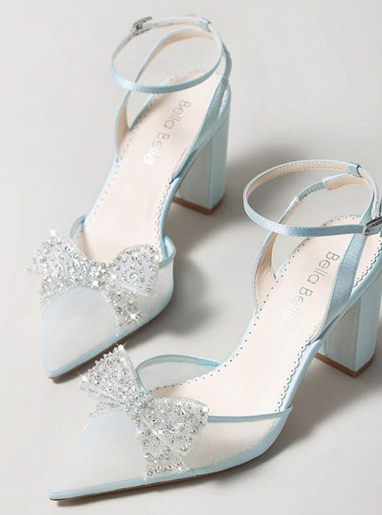 Bella Belle Athena Blue Crystal Block Heels