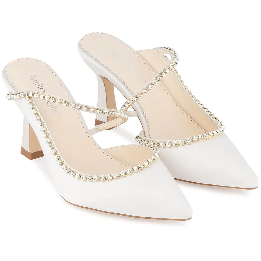 Bella Belle Hadley Ivory Crystal Embellished Cone Heels