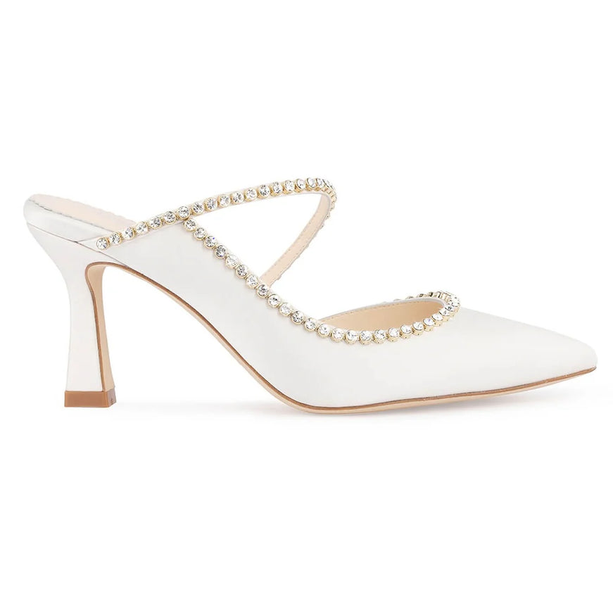 Bella Belle Hadley Ivory Crystal Embellished Cone Heels