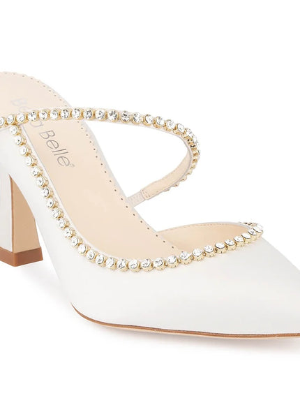 Bella Belle Hadley Ivory Crystal Embellished Cone Heels