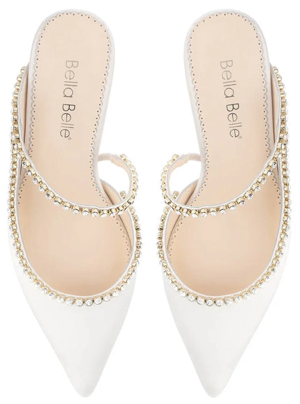 Bella Belle Hadley Ivory Crystal Embellished Cone Heels