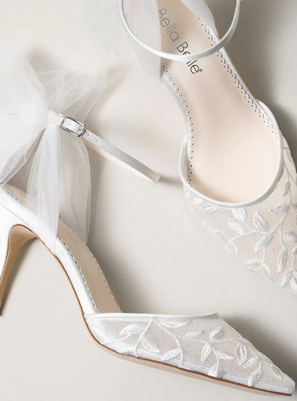 Bella Belle Joselyn Ivory Lace Ankle Strap Heels