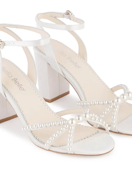 Bella Belle Lilia Ivory Pearl Strap Block Heel Bridal Shoes