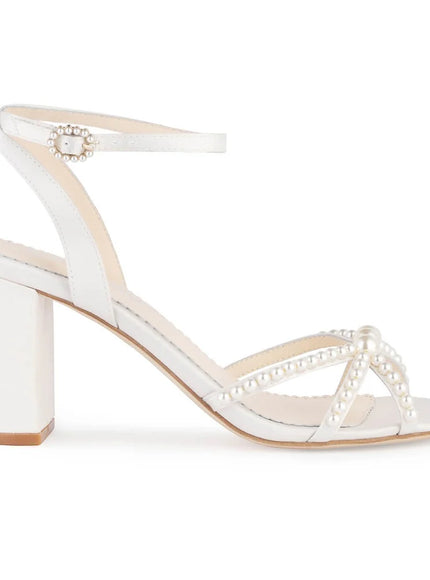 Bella Belle Lilia Ivory Pearl Strap Block Heel Bridal Shoes