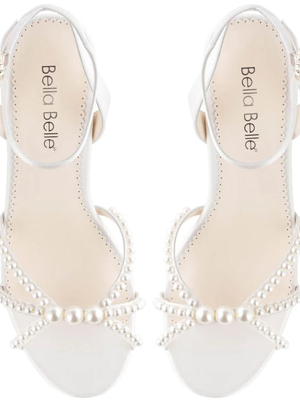 Bella Belle Lilia Ivory Pearl Strap Block Heel Bridal Shoes
