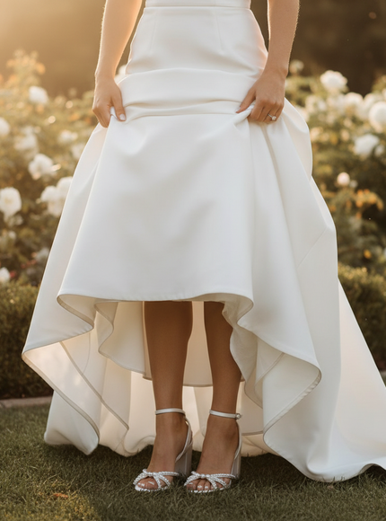 Bella Belle Lilia Ivory Pearl Strap Block Heel Bridal Shoes