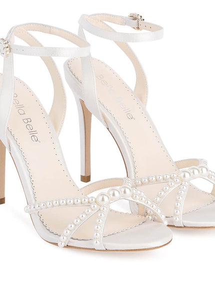 Bella Belle Luciana Ivory Pearl Peep Toe Stiletto Heels