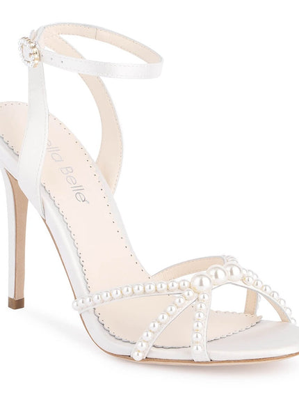 Bella Belle Luciana Ivory Pearl Peep Toe Stiletto Heels