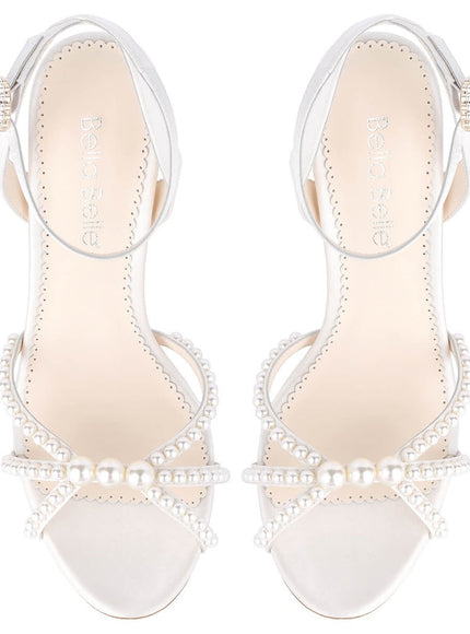 Bella Belle Luciana Ivory Pearl Peep Toe Stiletto Heels