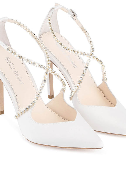 Bella Belle Madison Ivory Crystal Criss Cross Strap Heels