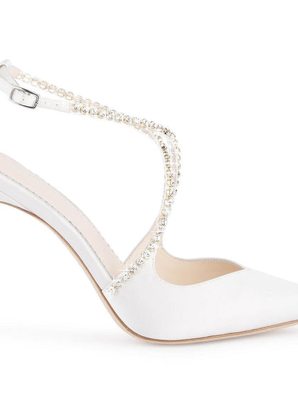 Bella Belle Madison Ivory Crystal Criss Cross Strap Heels