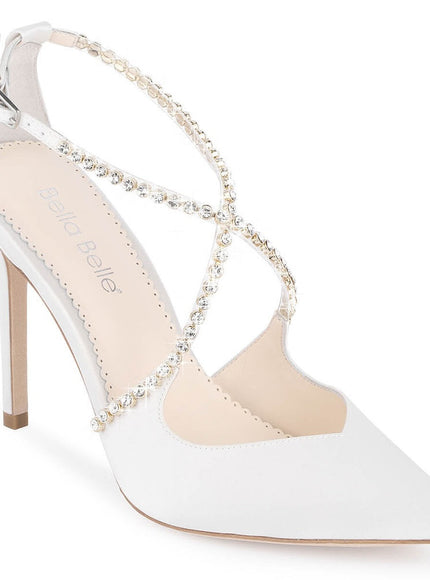 Bella Belle Madison Ivory Crystal Criss Cross Strap Heels