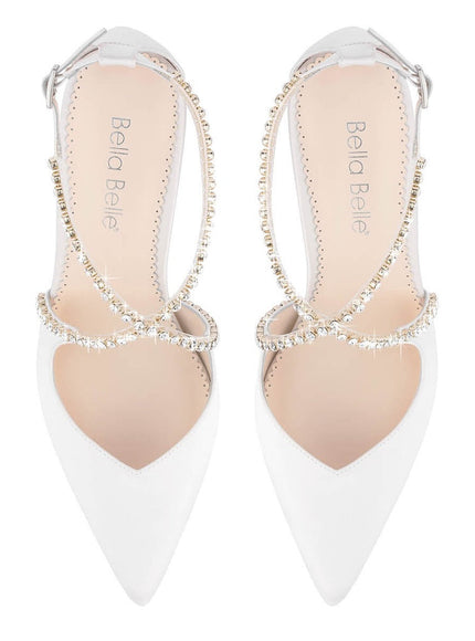 Bella Belle Madison Ivory Crystal Criss Cross Strap Heels