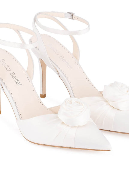 Bella Belle Noelle Ivory Rosette Flower Slingback Heels