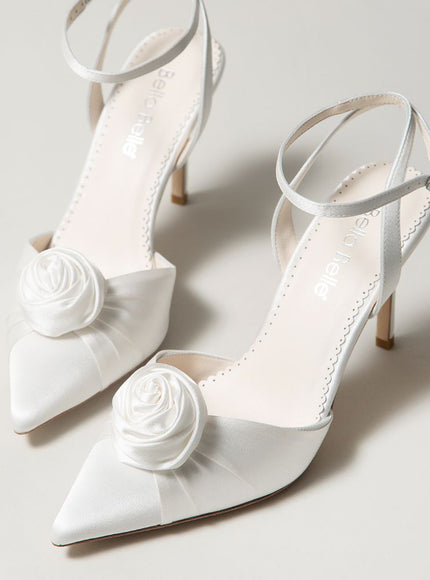 Bella Belle Noelle Ivory Rosette Flower Slingback Heels