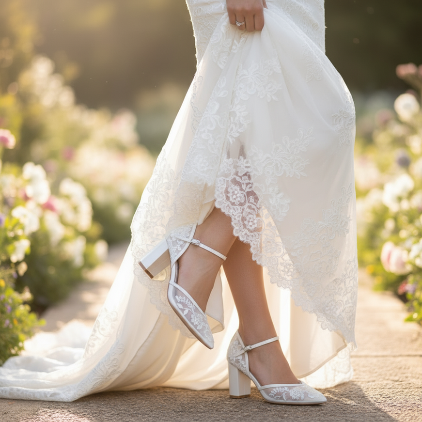 Bella Belle Chelsea Ivory Floral Lace Wedding Shoes