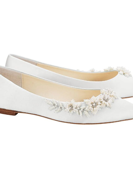 Bella Belle Daisy Ivory 3D Floral Pearl Wedding Flats