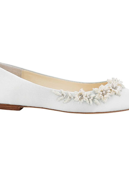 Bella Belle Daisy Ivory 3D Floral Pearl Wedding Flats