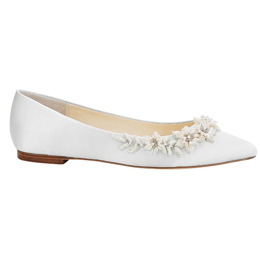 Bella Belle Daisy Ivory 3D Floral Pearl Wedding Flats