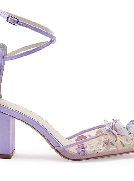 Bella Belle Eliza Lavender Butterfly Block Heels