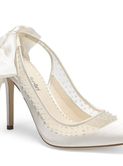 Bella Belle Gabrielle Ivory Pearl Silk Bow Slingback Heels