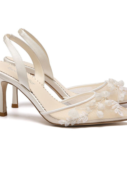Bella Belle Libby Ivory Lily of the Valley Mesh Slingback Kitten Heels