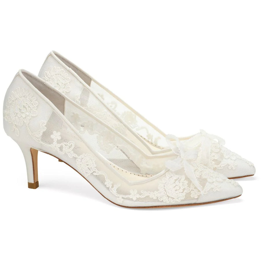 Bella Belle Monica Floral Lace Bridal Heel Ivory