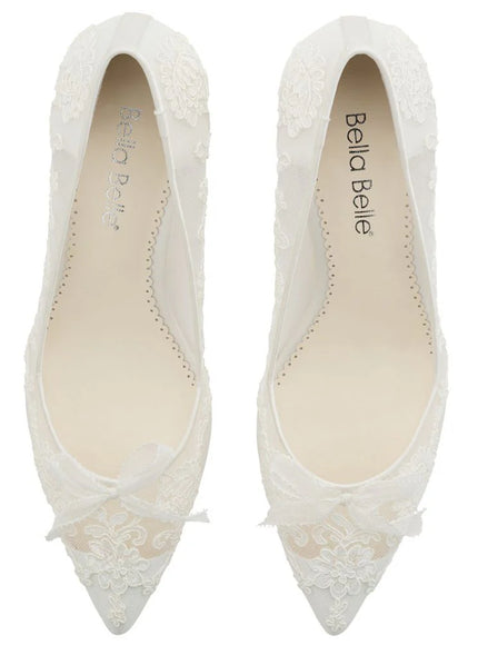 Bella Belle Monica Floral Lace Bridal Heel Ivory