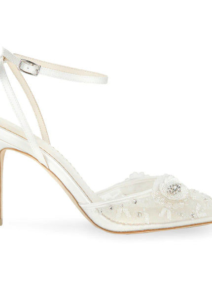 Bella Belle Norah Ivory Floral Ankle Strap Wedding Heels