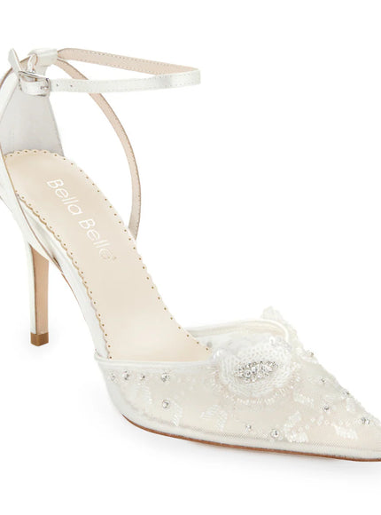 Bella Belle Norah Ivory Floral Ankle Strap Wedding Heels