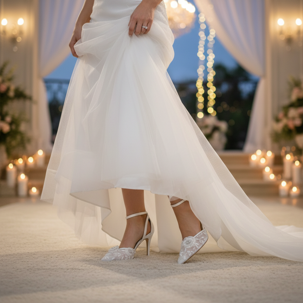 Bella Belle Norah Ivory Floral Ankle Strap Wedding Heels – Ellie Belle
