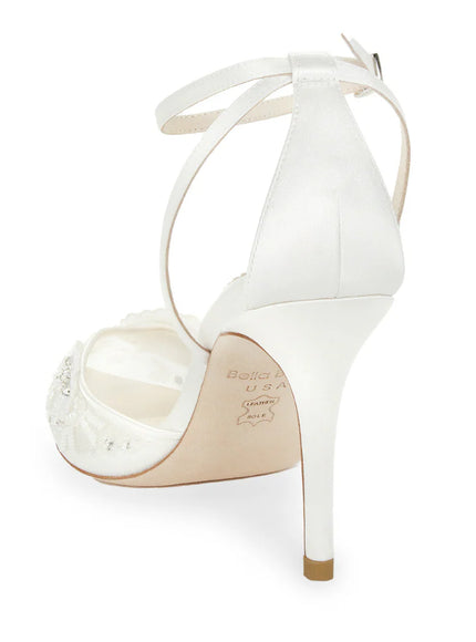 Bella Belle Norah Ivory Floral Ankle Strap Wedding Heels