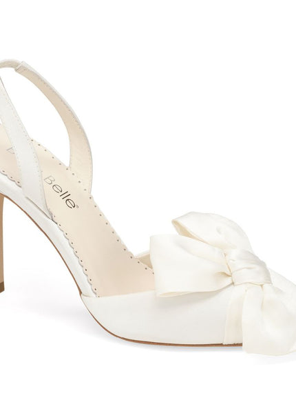 Bella Belle Reese Ivory Silk Bow Pointed Toe Slingback Heels