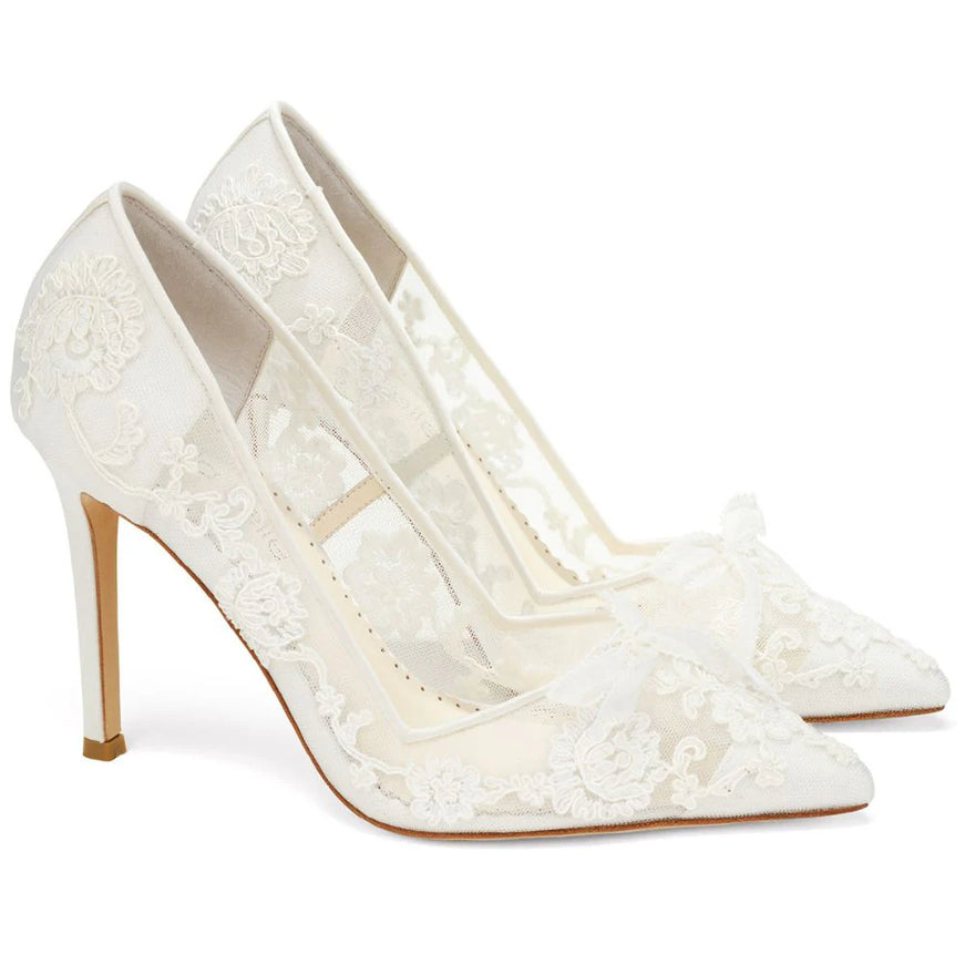 Bella Belle Sophia Ivory Lace Bridal Pumps – 4-Inch Heels
