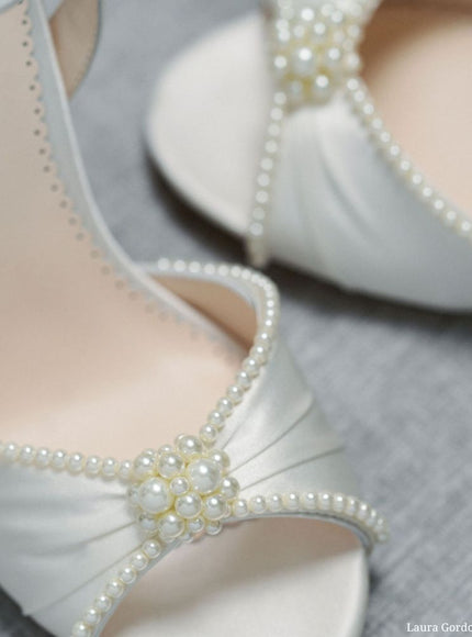 Bella Belle Tinsley Ivory Pearl Block Heel Wedding Shoes
