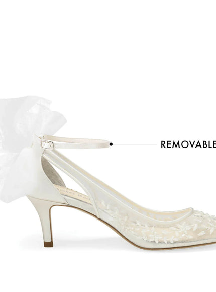 Bella Belle Esther Beaded Kitten Heel Ivory